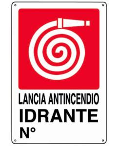 PUBBLICENTRO - CARTELLO METALLICO "LANCIA ANTINCENDIO IDRANTE N."  300X200MM