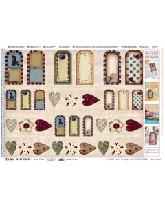 TO-DO - CARTA DECOUPAGE SOFT-PAPER 50X70 Cm COUNTRY TAGS