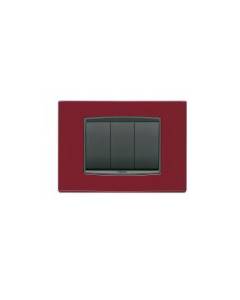 Vimar - Placca Classic 3 moduli in metallo Serie Eikon colore Rosso Imperiale Metal 20653.04
