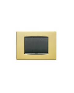 Vimar - Placca Classic 3 moduli in metallo Serie Eikon colore Oro Satinato 20653.21