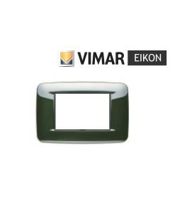 VIMAR - 1 PLACCA EIKON ROUND 3 MODULI IN METALLO COLORE VERDE OXFORD METAL 20683.05