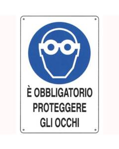 PUBBLICENTRO - CARTELLO E' OBBLIGATORIO PROTEGGERE GLI OCCHI 300X200mm IN ALLUMINIO