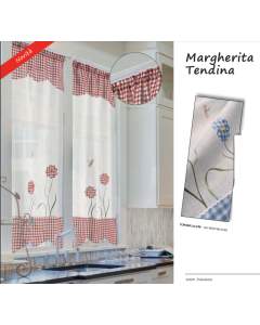 HOME COLLECTIONS - COPPIA TENDINE MARGHERITA  60X240CM AZZURRO IN POLIESTERE