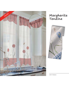 HOME COLLECTIONS - COPPIA TENDINE MARGHERITA  60X150CM AZZURRO IN POLIESTERE