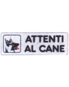 CARTELLINO ADESIVO ATTENTI AL CANE 15X5CM*