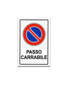 CARTELLO PLASTICA 300X200 MM PASSO CARRABILE