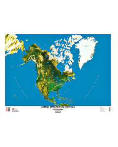 GEOGRAMMA - MAPPA AMERICA SETTENTRIONALE E CENTRALE CARTA SATELLITARE 136,5X100CM scala 1:16.000.000
