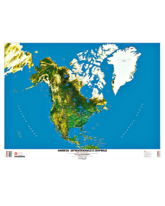 GEOGRAMMA - MAPPA AMERICA SETTENTRIONALE E CENTRALE CARTA SATELLITARE 70X100 CM scala 1:22.000.000