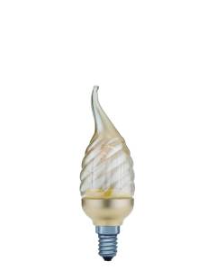 Energy-saving bulb, candle, rotated 7 W E14, gold