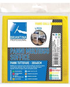 La Briantina PAN03653A Panno Multiuso Soffice, 38 x 40 cm, Giallo, 5 Pezzi