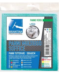 La Briantina PAN03654A Panno Multiuso Soffice, 38 x 40 cm, Verde, 5 Pezzi