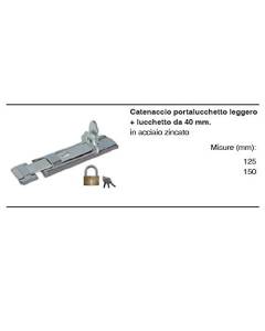 MASIDEF - Catenaccio portalucchetto Leggero con Lucchetto in Acc. Zinc. 125mm