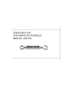 ORECA - 1 TENDITORE A VITE CON GANCIO E OCCHIELLO IN INOX 6 x 90 mm 0021516.IX