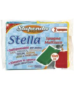 Spugne Multiuso Stella per pulire inox ceramica marmo vetro 2 pezzi 13x9cm