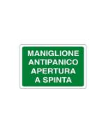 PUBBLICENTRO - CARTELLO MANIGLIONE ANTIPANICO APERTURA A SPINTA 300X200mm IN ALLUMINIO