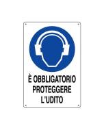 PUBBLICENTRO - CARTELLO E' OBBLIGATORIO PROTEGGERE L'UDITO 300X200mm IN ALLUMINIO